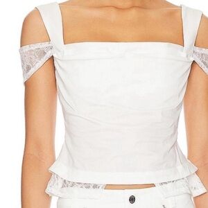 Miaou White Lace Trim Blouse
